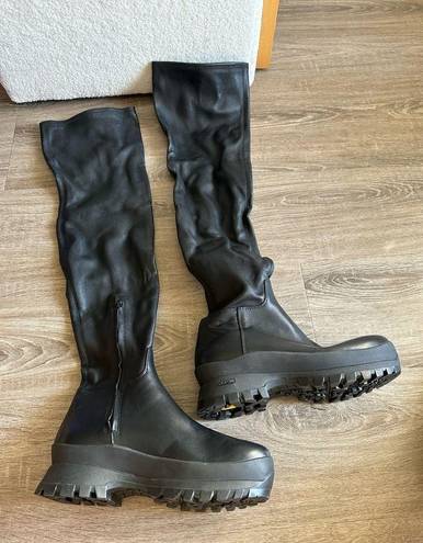 Loeffler Randall  Irma Black Over-The-Knee‎ Platform Leather Boot