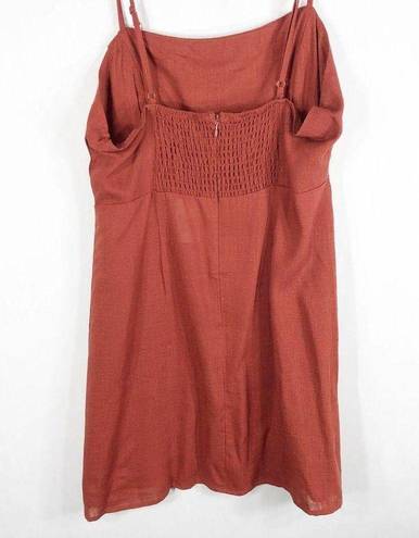 Kendall + Kylie Kendall Kylie Medium Dress Rust Orange Linen Sleeveless Spaghetti Strap Mini 706