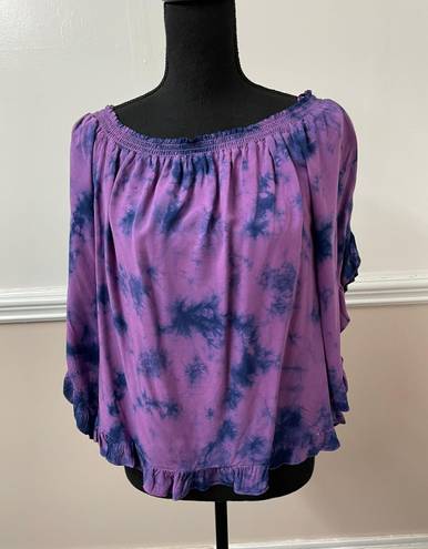 True Craft NWT  Purple and Navy Tie Dye Blouse