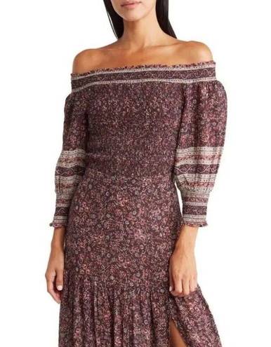 Veronica Beard  NWT Rosalinda Smocked Off The Shoulder Top in Dark Plum Size S