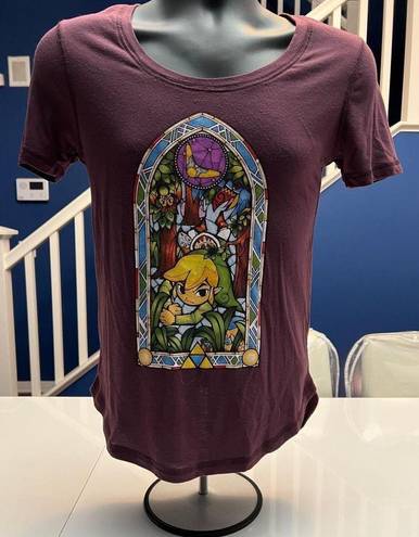 Nintendo  Legend Of Zelda Wind Waker HD Stained Glass Burgandy Shirt