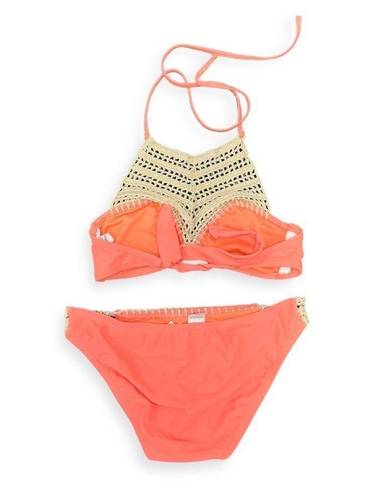 The Bikini Lab  Crochet Trim Halter Bikini Set