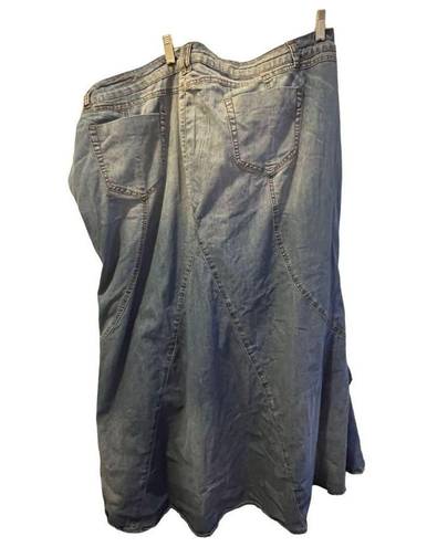 Ashley Stewart  Asymmetric High Low Denim Skirt Blue Patchwork Women's Size 28