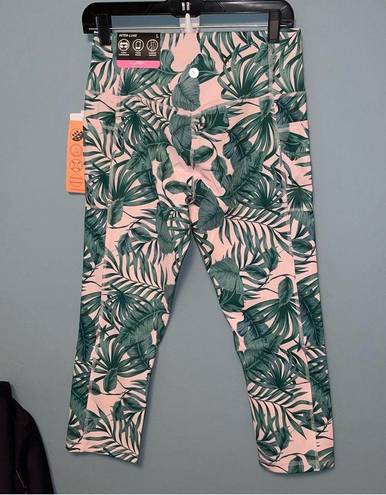 Gottex  Pink Palm Capri Length Inter-Luxe Leggings Size Large