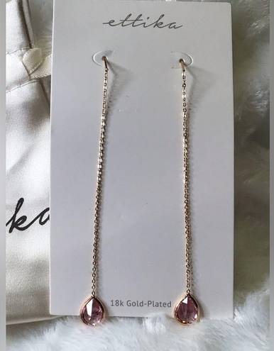 Ettika NWT  18K Gold Plated Chain and Crystal Dangle Earrings