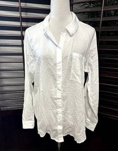 Treasure & Bond  Women's Classic White Long Sleeve Button Up Shirt L NWT