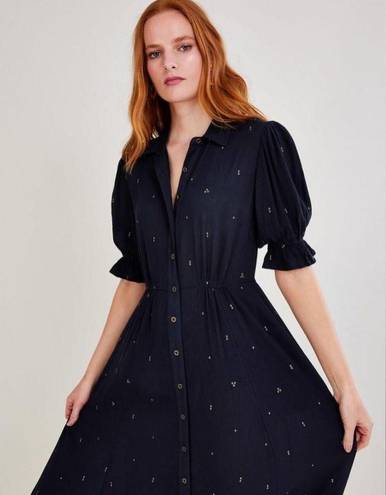 Monsoon  Embroidered Spot Shirt Dress in blue Large