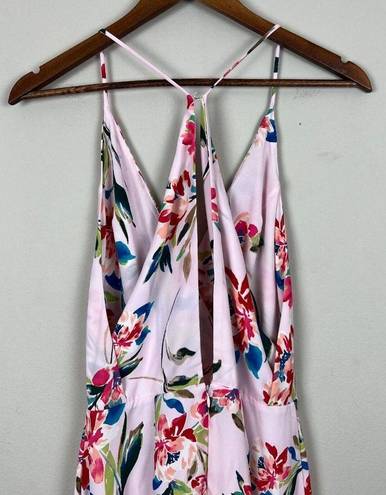 Lush Clothing LUSH Maxi Dress Women Large Pink Floral Surplice V-Neck Sleeveless Summer Spring