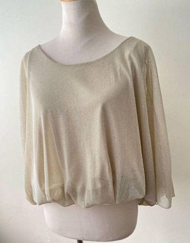 Arden B  Sparkly Blouse Slouchy Top batwing Gold Metallic Nude size S