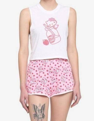 NWT  Strawberry Milk Tank & Shorts Girls Lounge Set Hello Kitty Small