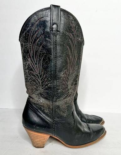 Dingo Vintage  Black Cowgirl Boots Silver Toe Size 6 Women’s