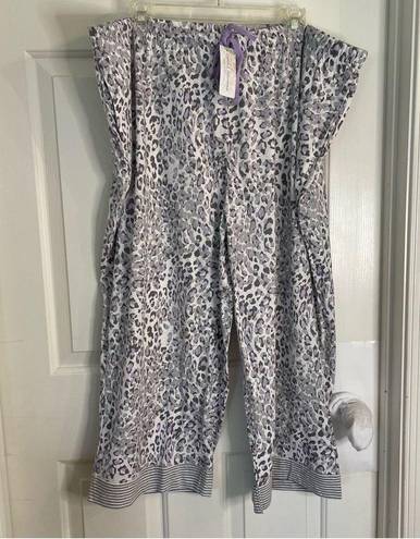 Carole Hochman  grey & purple leopard print pajama, lounge New with tags, XXL