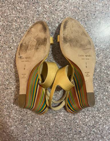 Kate Spade Clume Beige Patent Rainbow Wedges