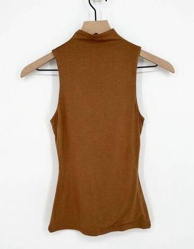 Naked Wardrobe  Turtleneck Lightweight Knit Top in Light Brown Women's XS