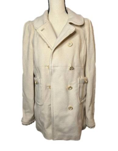 Juicy Couture Wool Blend Double Breasted Pea
Coat Jacket in Cream Size Large