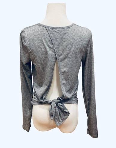 All In Motion Gray Tie Back Athletic Top Long Sleeve Lightweight S