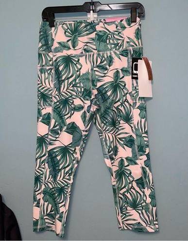 Gottex  Pink Palm Capri Length Inter-Luxe Leggings Size Large