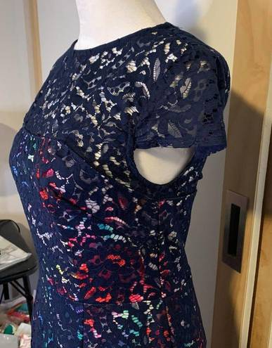 Betsey Johnson  navy blue lace cocktail midi dress size 2