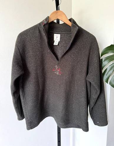 Victoria's Secret Vintage  Green Country Floral Fleece Pullover