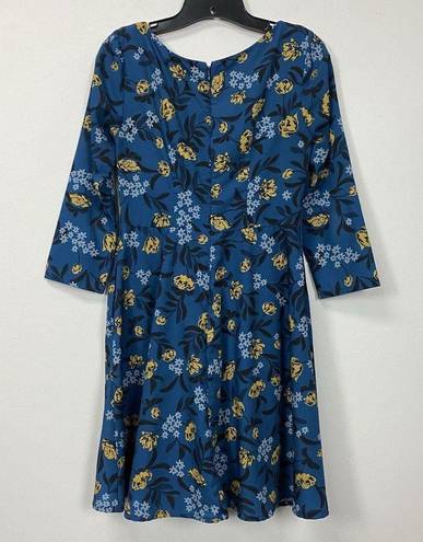 Eshakti  Womens Dress Small 4 Blue Floral Vine Print Party Fun Church Casual