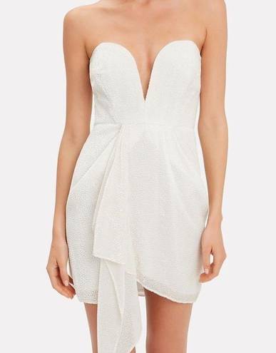 Michelle Mason 𝅺 White Strapless Velvet dress