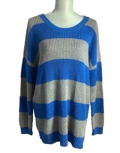 Torrid  sweater knit blue gray pullover drop shoulder striped long sleeve Sz 1X