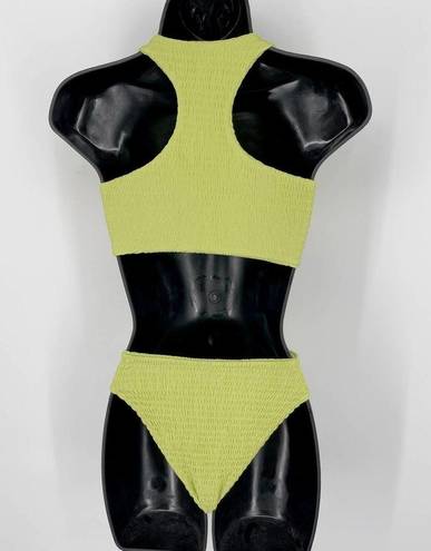 Naked Wardrobe  Swim Lime Smocked 2 Pc Bikini NEW Womens Sz XS Style NW-W0538