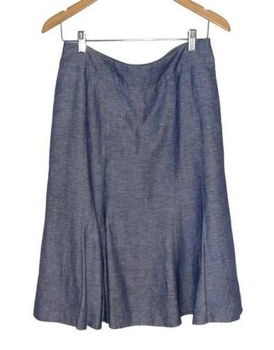 Coldwater Creek  A-Line Skirt Linen Blend Lined Size Small (6-8) Blue