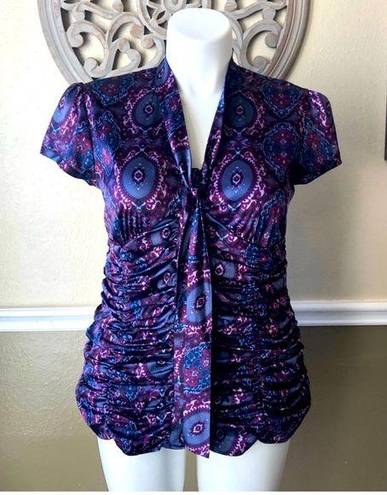 Style & Co  purple paisley button blouse,18W