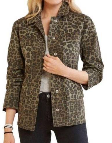 Good American  womens 1 small utility jacket sage leopard green new schaket butto