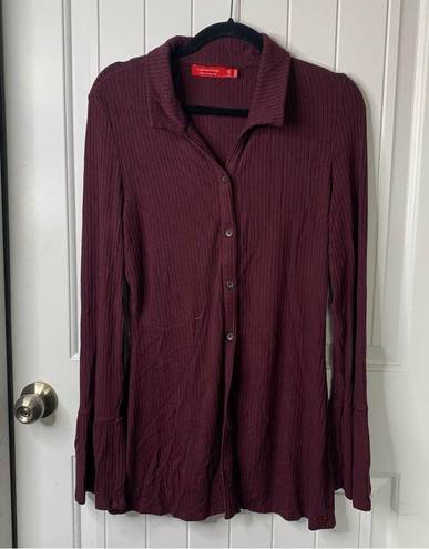 n:philanthropy N Philanthropy red burgundy ribbed button front Sia shirt size medium