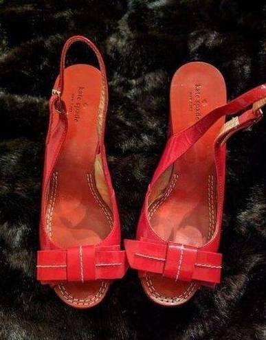 Kate Spade Kate, spade red bow platform, wedge, size 8.5. ￼