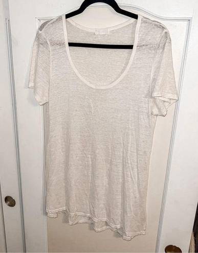 CP Shades  100% Linen Burnout Swoop Neck T-Shirt Cover Up