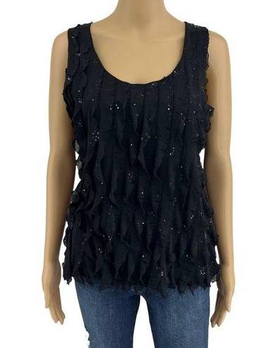 Krass&co New York City Design  MEDIUM Y2K Black Sequin Sparkle Party Blouse Top