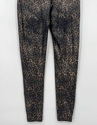 Spanx  Faux Leather Leopard Shine Legging Pants Shapewear Animal Print Size 1X