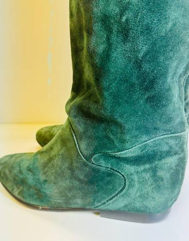 Mootsies Tootsies Vintage 80s  Green Suede Boots 8.5 Made In Yugoslavia