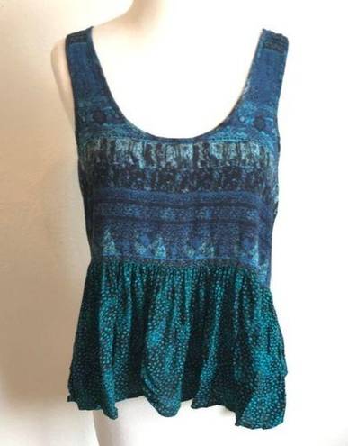 Ecote Urban Outfitters  Blue Green Low Back Tank Top Womens Size M Peplum