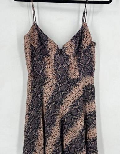 Blue Life  Women's Snake Print Sweetheart Corset V-Neck Mini Dress Brown Medium