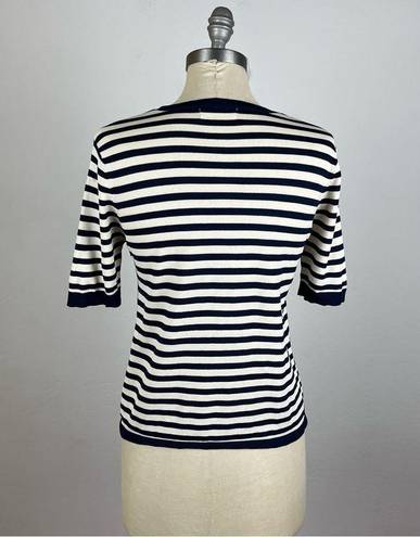 Oak + Fort  Navy Blue Stripe Short Sleeve Top