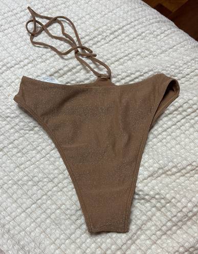 Abercrombie & Fitch NWOT  brown shimmer high leg waist wrap tie bikini bottoms 