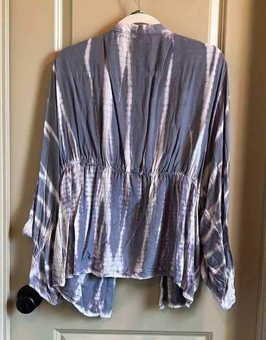 Sim & Sam Blue Tie Dye Open Front Kimono