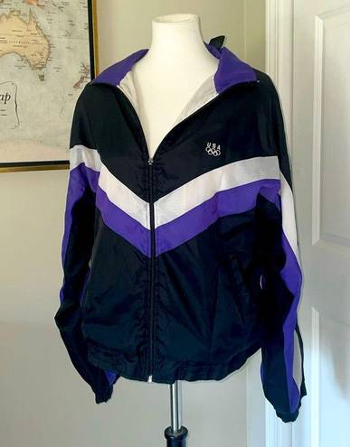 Coolest One of a Kind Nylon USA Olympics Purple Windbreaker Zip Up Jacket Size M