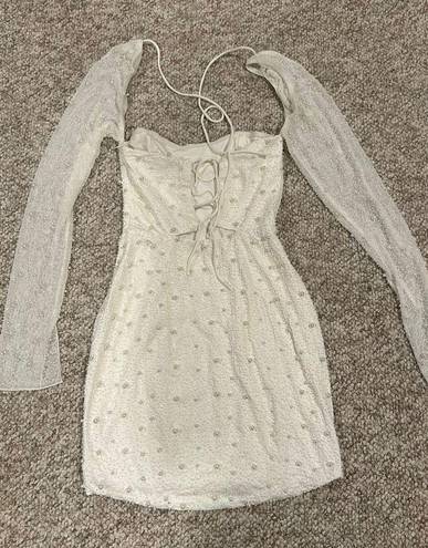 Oh Polly White Beaded Dress