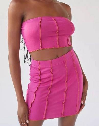 Urban Outfitters Berry/ Hot Pink Strapless Top & Skirt Set