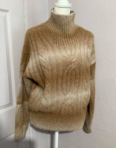 Banana Republic  Cream Tan Alpaca Turtleneck Cable Knit Sweater XS