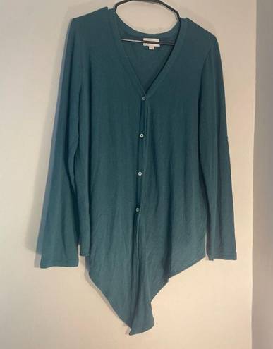 Loft  green button down cardigan with front tie size large super comfy