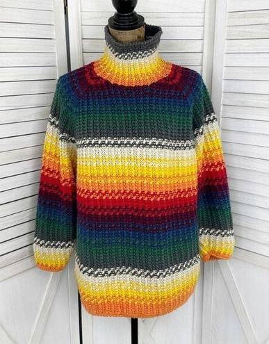 Moda  International Vintage Rainbow Striped Chunky Oversized Sweater Medium