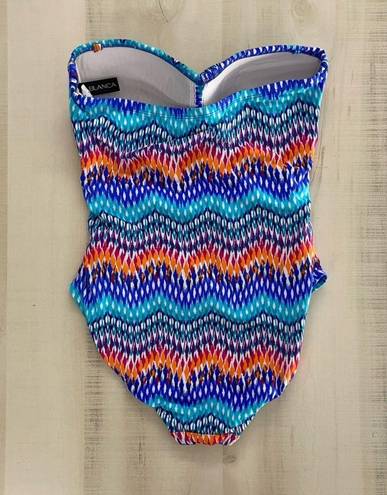 La Blanca  womens runched tummy control slimming rainbow printed one piece swim