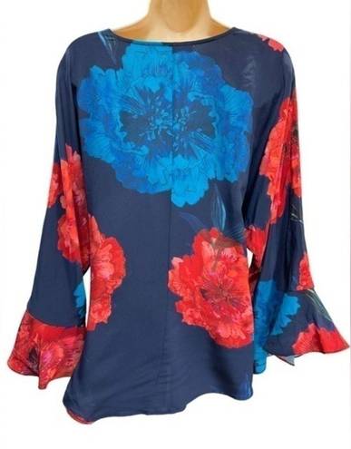 Tracy Reese Tracy Reece Wrap long bell sleeve floral pattern top