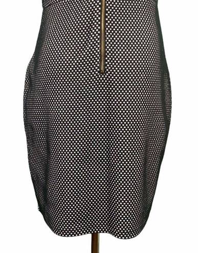 Kensie Black & White Checked Zipper Detail Knit Mini Dress